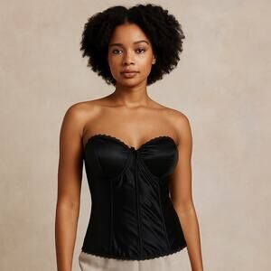 New with Tags Va Bien Black Satin Long Line Bra Bustier 40C